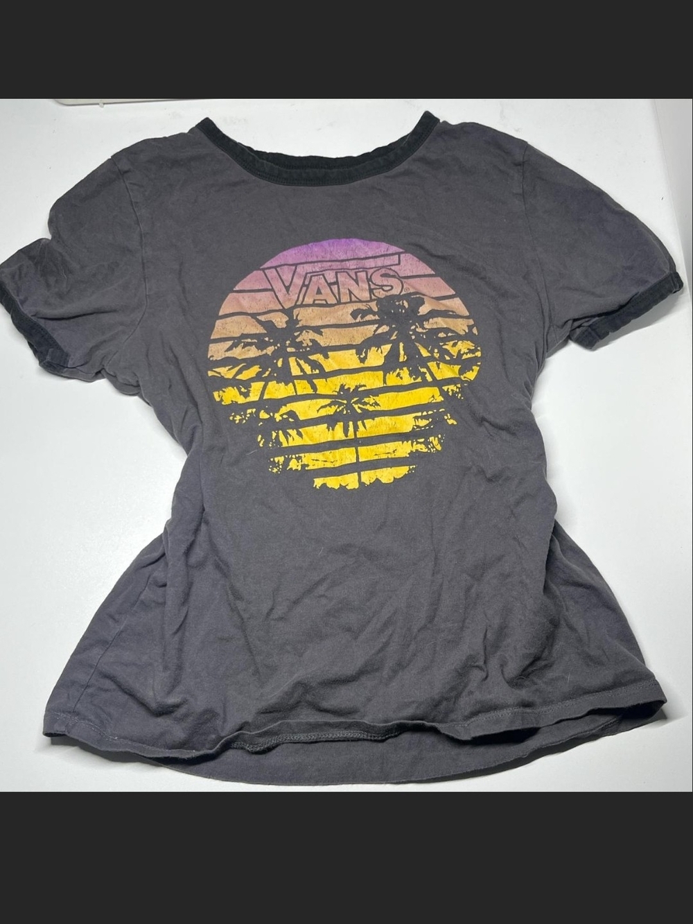 Vans Women's Gray Sunset Palm Graphic Tee